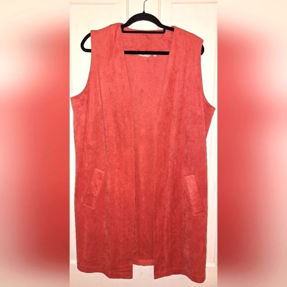 Soft Surroundings Women's Large Faux Suede Vest Lagenlook Layered Coral Festival - Picture 1 of 5